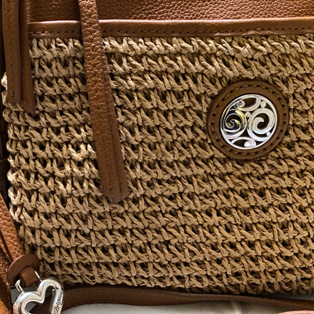 Brighton Woven Tan and Brown Crossbody Bag - Picture 3 of 7